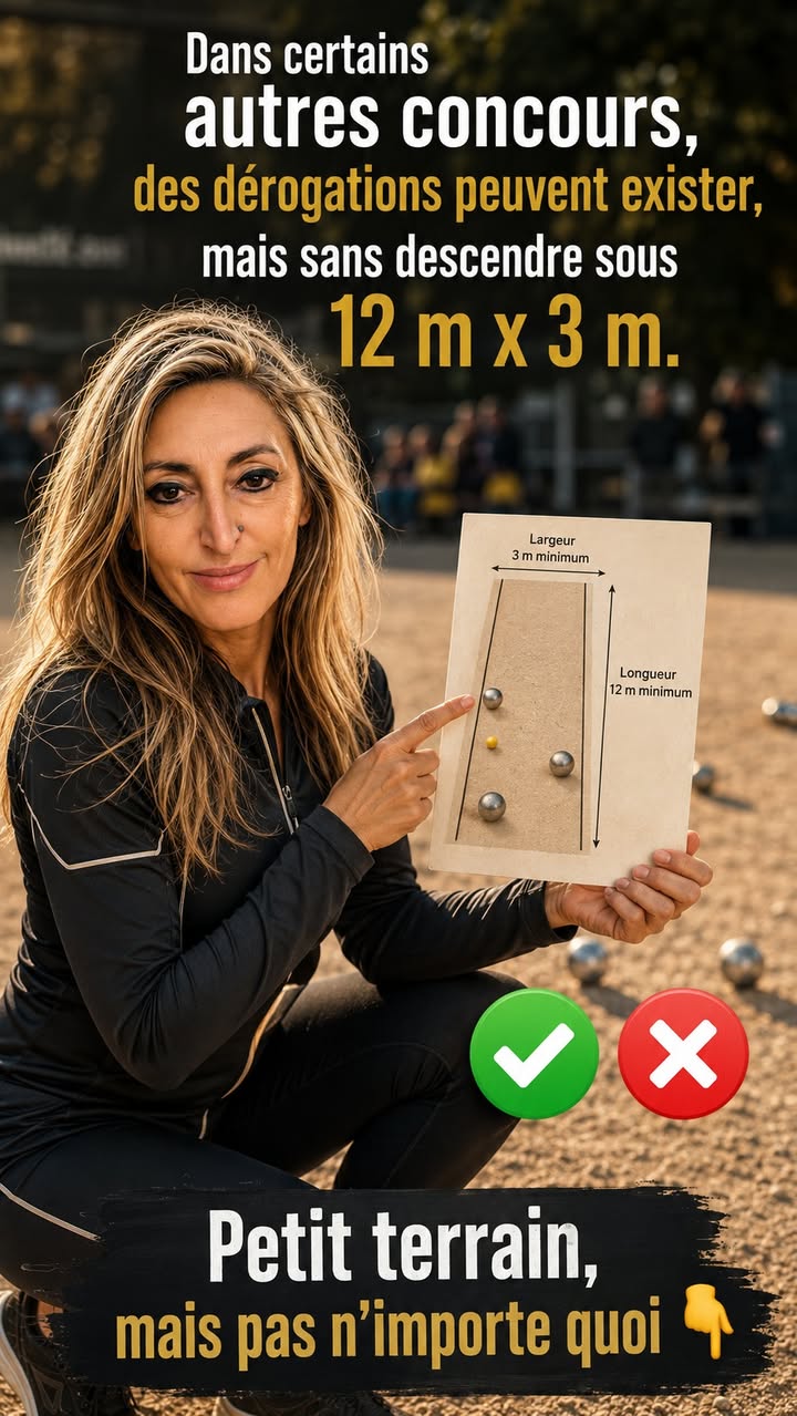 Dérogations possibles, mais jamais sous 12 m x 3 m. ✅ ou ❌