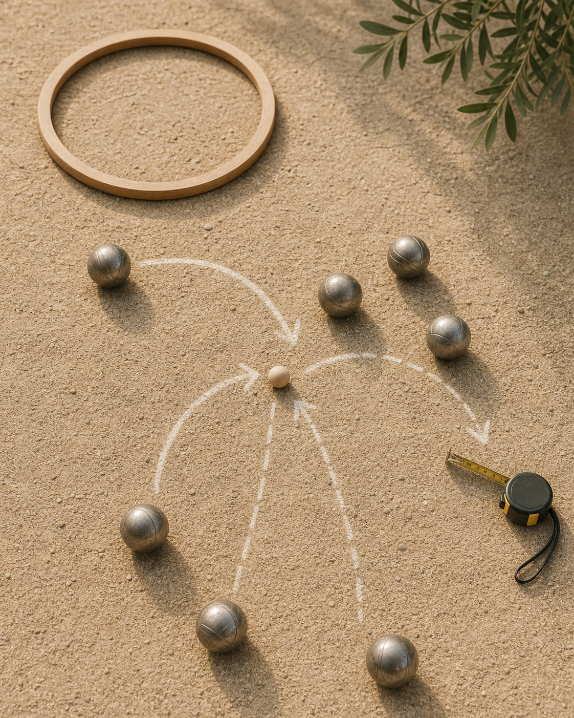 Boules et trajectoires sur un terrain de petanque