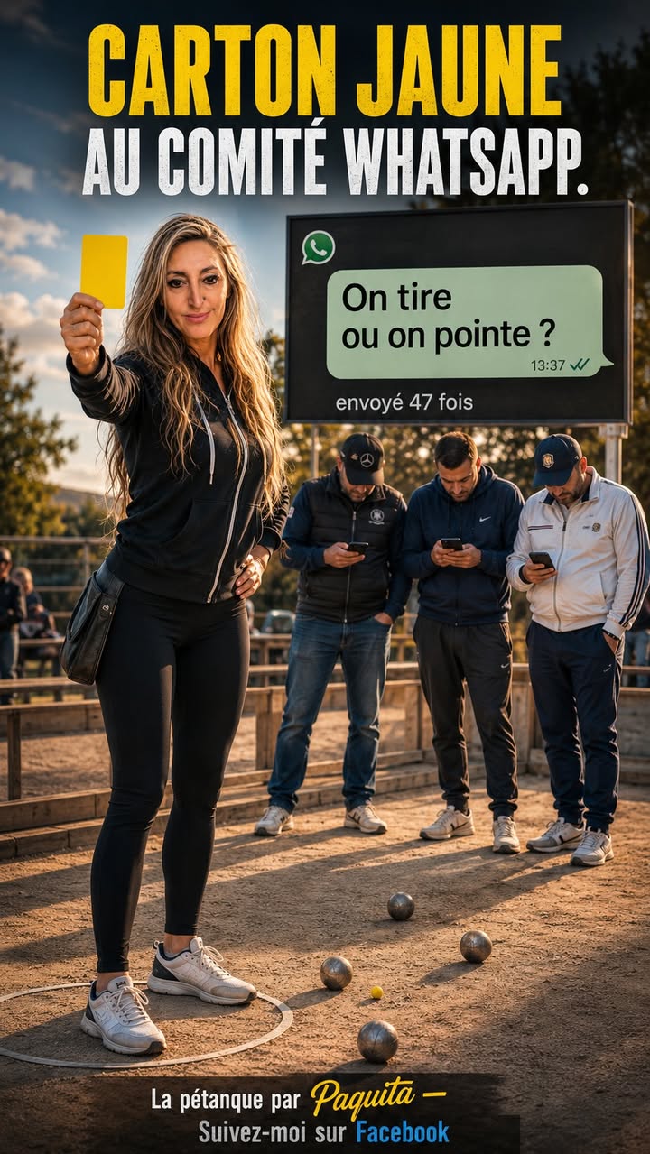 Arbitrage Paquita : Carton jaune au comité WhatsApp : 47 messages 'on tire ou on pointe - photo Facebook PetanqueLand