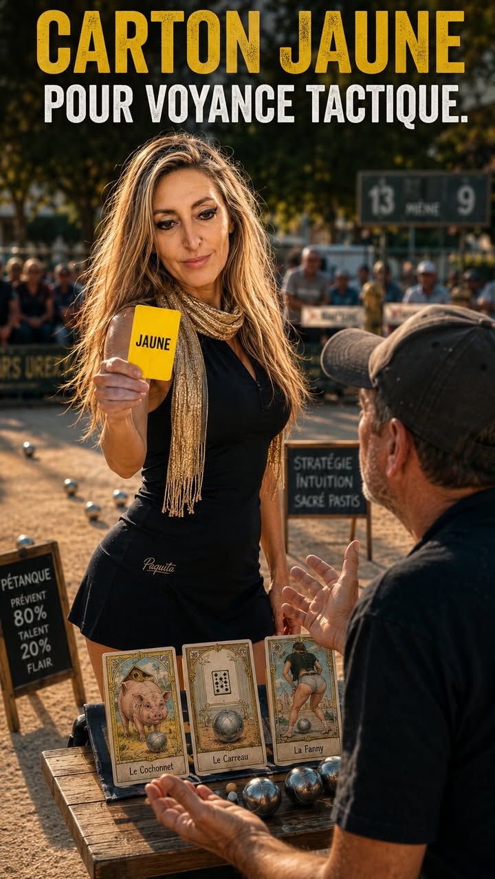 Arbitrage Paquita : Carton jaune au joueur qui consulte le TAROT pétanque avant chaque boule 🔮 #petanque #humour #arbitrage #cartonjaune #tarot.