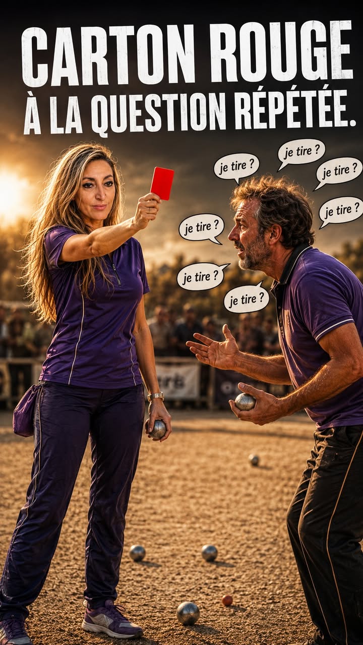 Arbitrage Paquita : Carton ROUGE au partenaire qui répète 'je tire - photo Facebook PetanqueLand