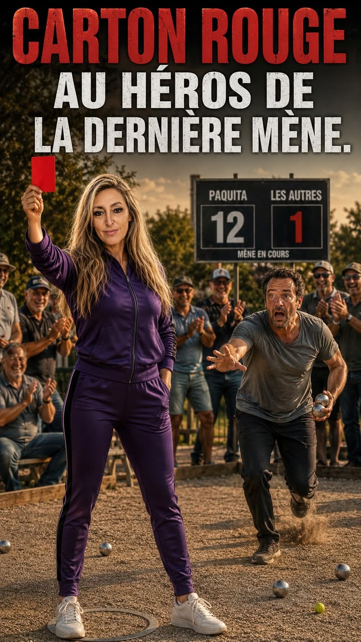 Arbitrage Paquita : Il arrive en courant à 12-1 - photo Facebook PetanqueLand