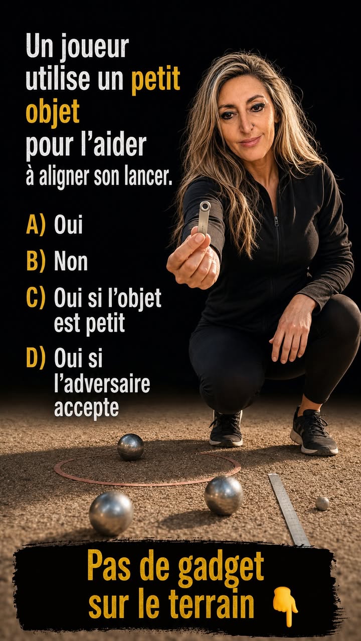 Quiz Paquita : Un joueur utilise un petit objet comme repère d'alignement avant son lancer. Est-ce autorisé