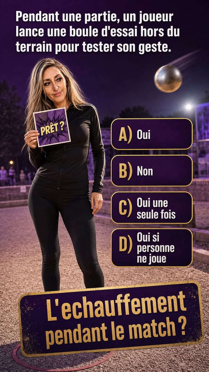 Quiz Paquita : Pendant une partie, un joueur lance une boule d'essai hors du terrain pour tester son geste. Selon le règlement, est-ce autorisé