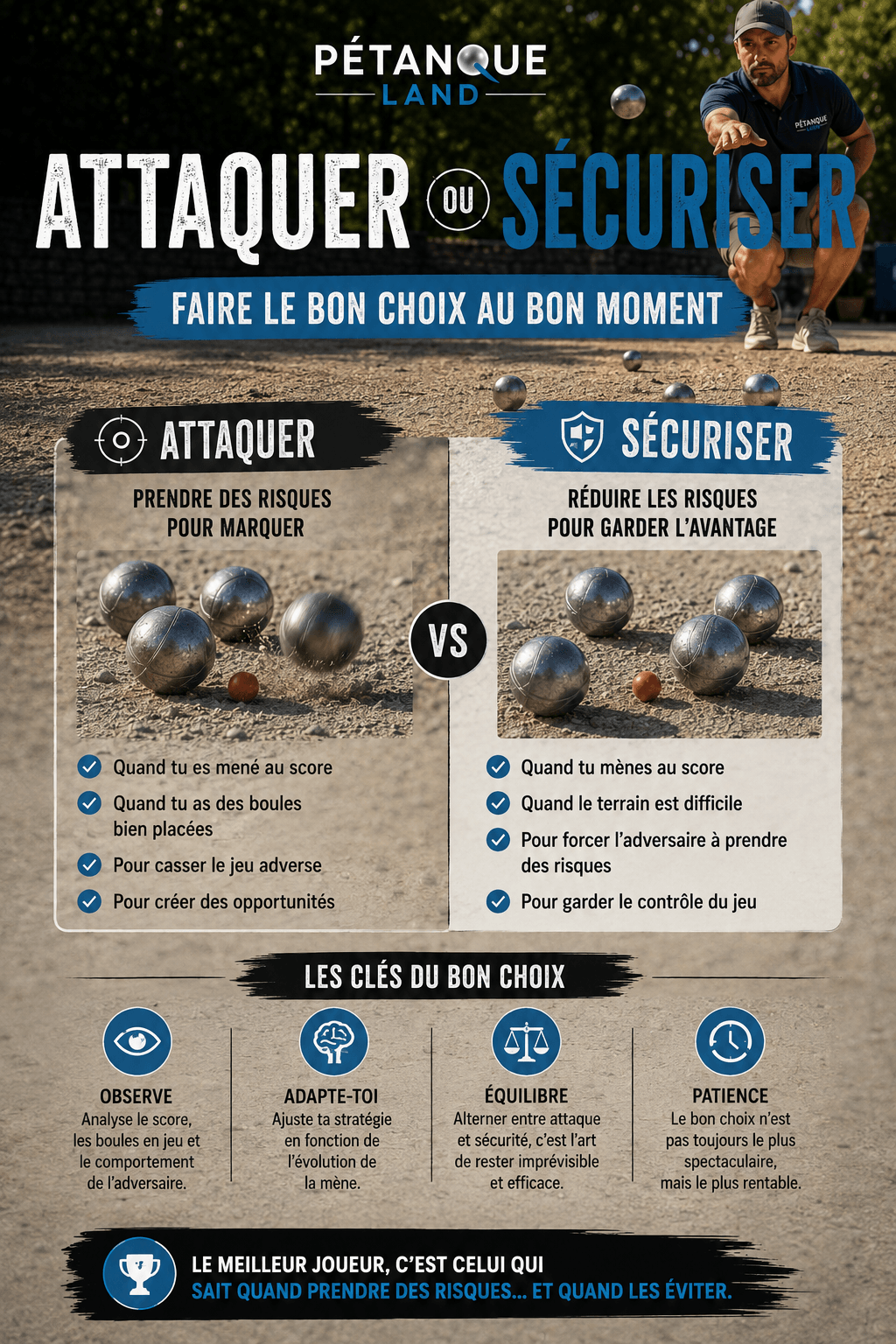 Attaquer ou sécuriser en pétanque : faire le bon choix au bon moment