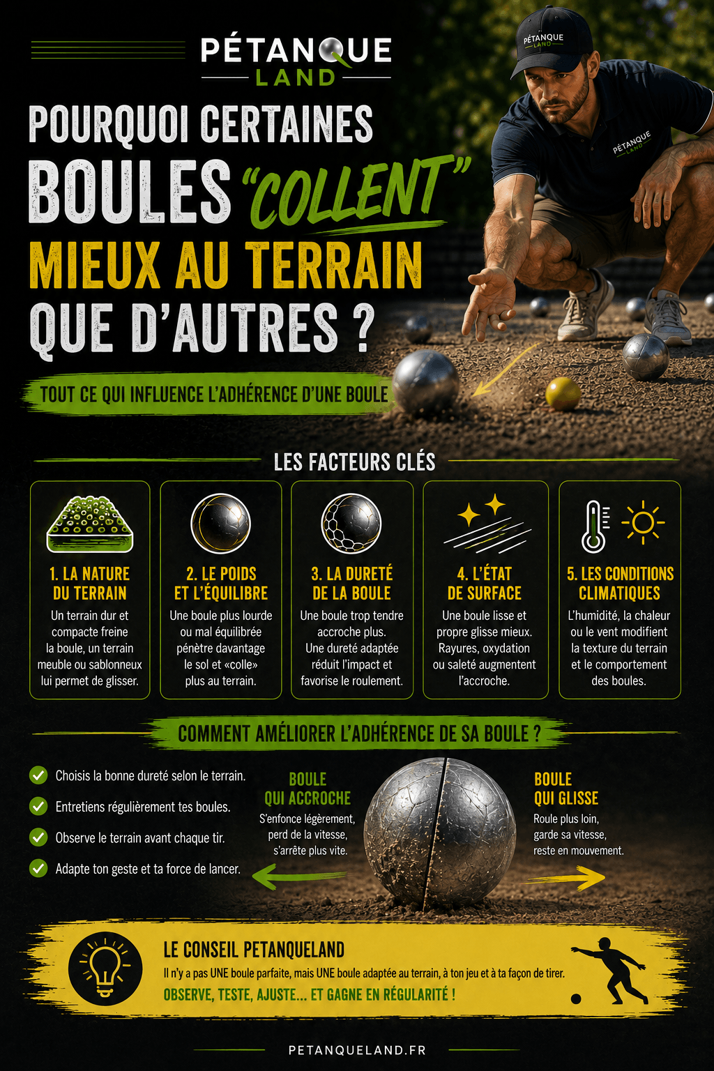 Pourquoi certaines boules "collent" mieux au terrain que d'autres ? (Pétanque)