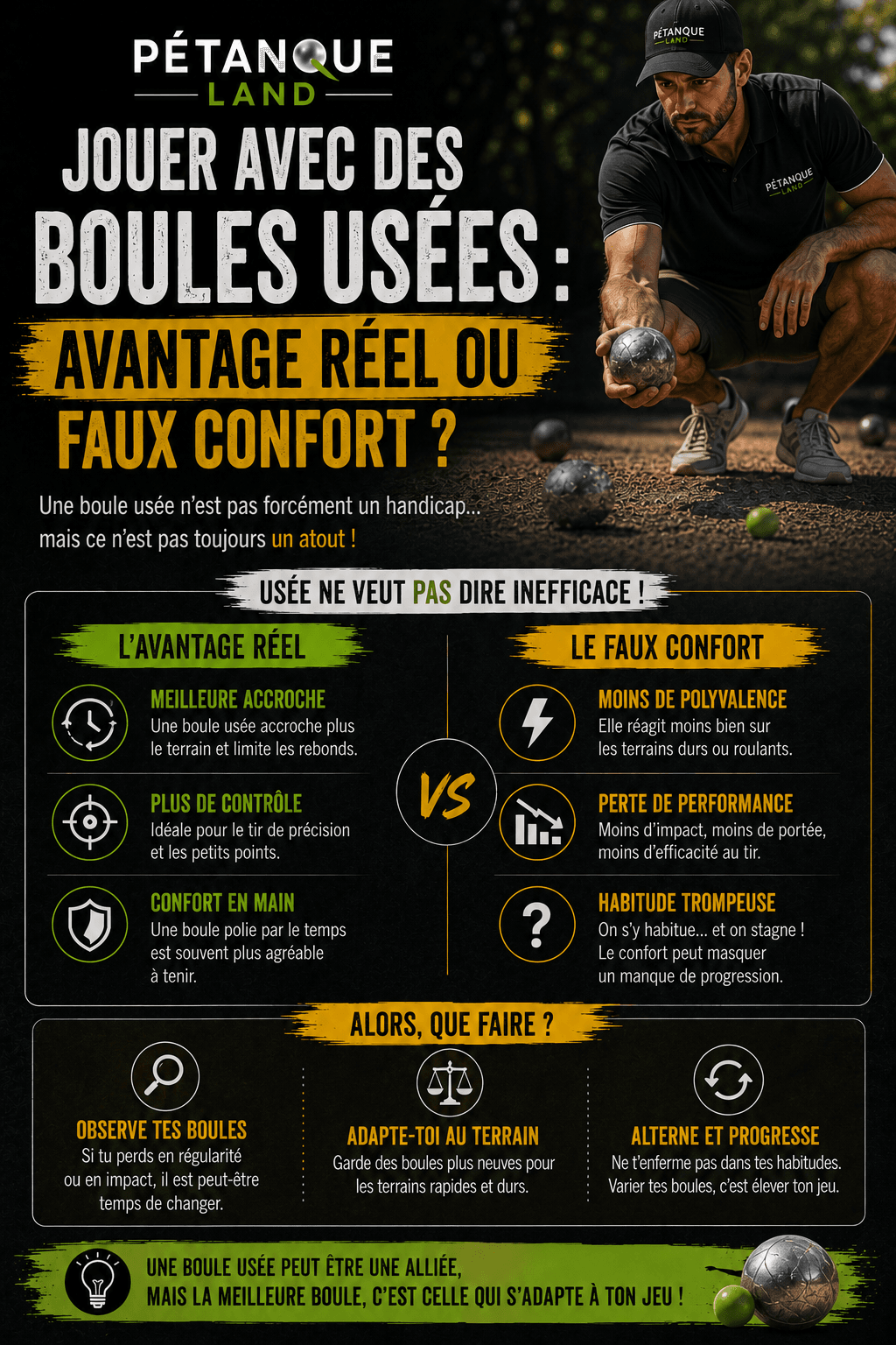 Jouer avec des boules usées : avantage réel ou faux confort ? (Pétanque)
