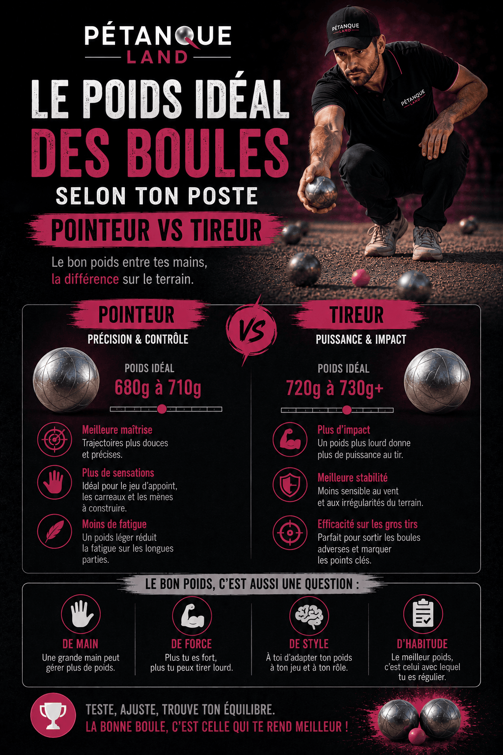 Le poids idéal des boules selon ton poste (pointeur vs tireur) (Pétanque)