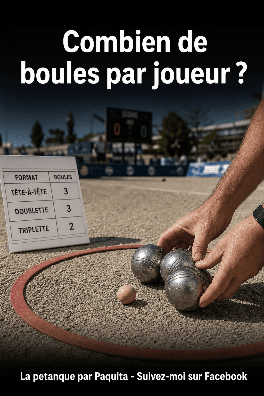 Combien de boules par joueur selon le format de jeu officiel à la pétanque ?