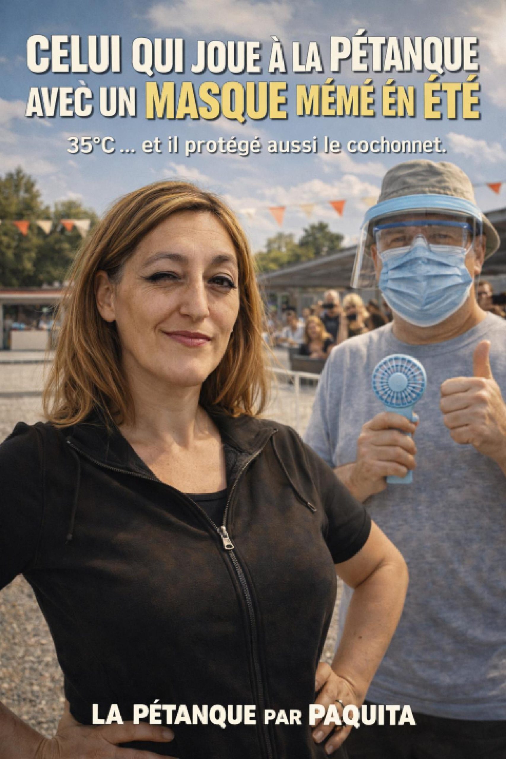 Celui qui joue à la pétanque avec un masque même en été (Sketch)