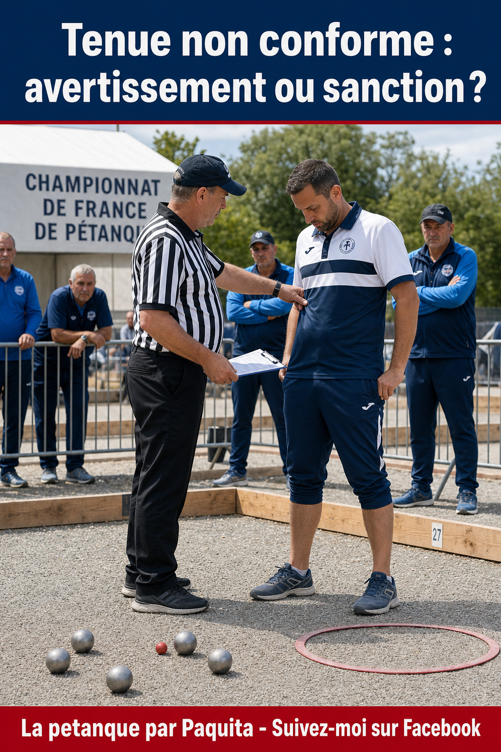 Tenue non conforme en competition : controle, avertissement et consequences possibles