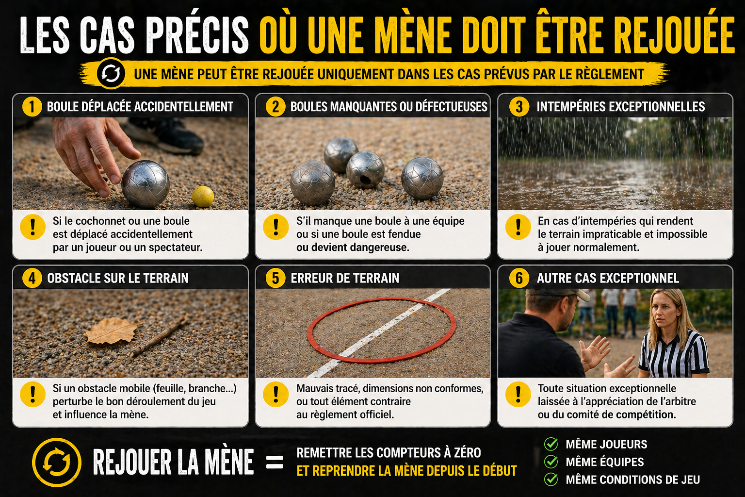 Les cas précis où une mène doit être rejouée