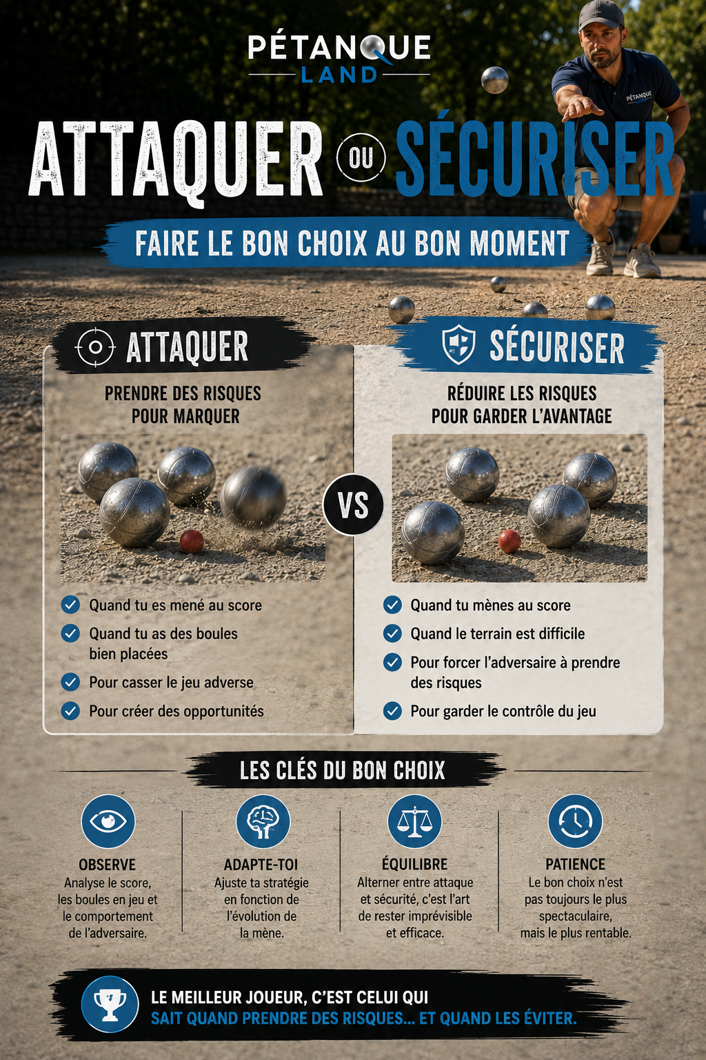 Attaquer ou sécuriser en pétanque : faire le bon choix au bon moment