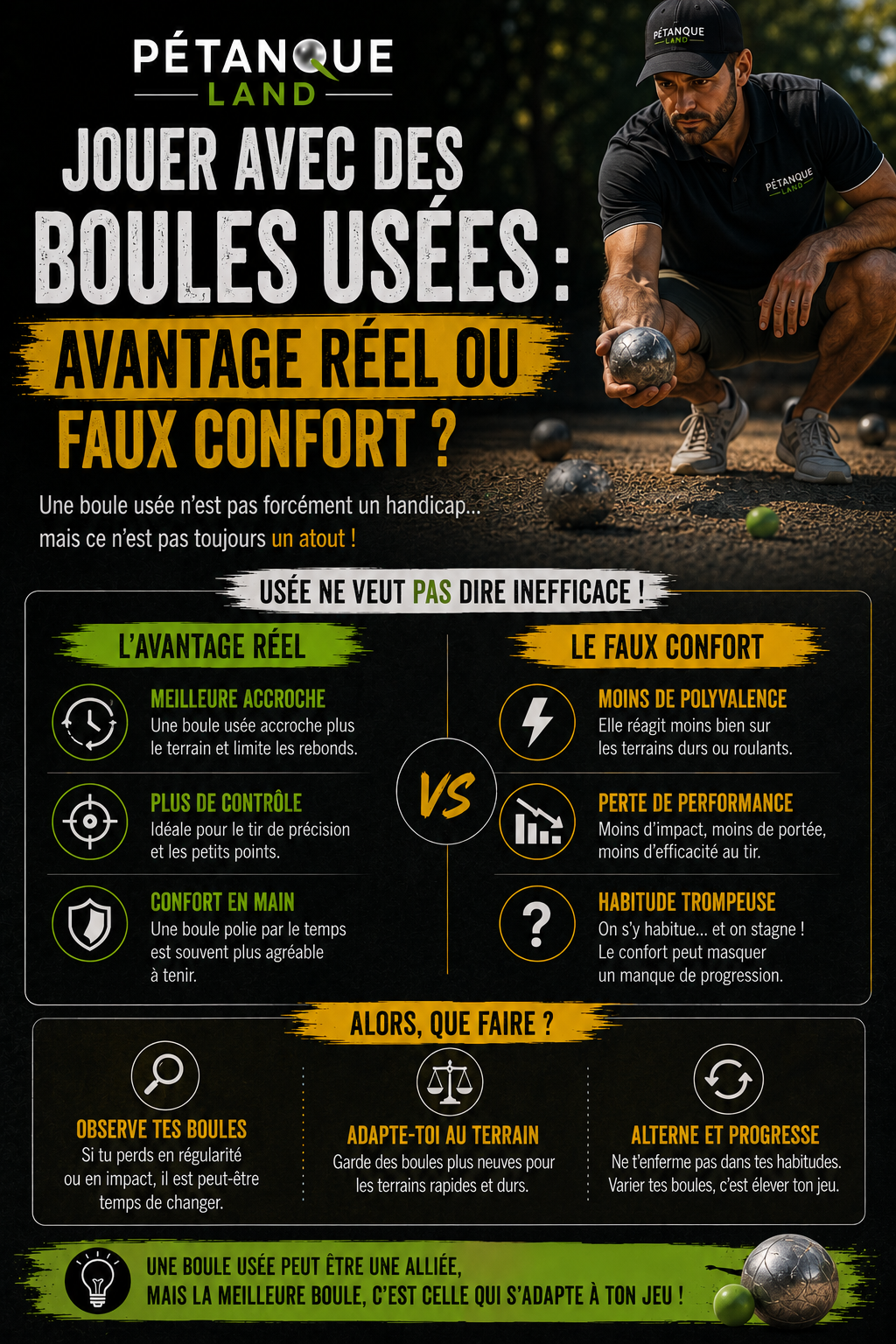 Jouer avec des boules usées : avantage réel ou faux confort ? (Pétanque)